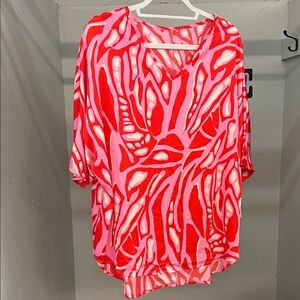 Chic Red and Pink oversized top